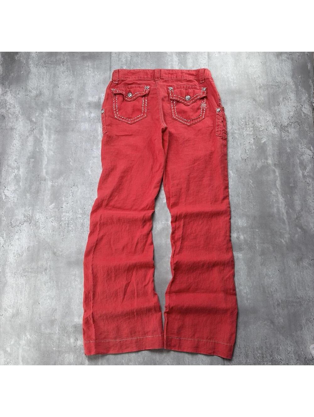 Y2K Red Miss Me Grunge Gothic Flared Pants